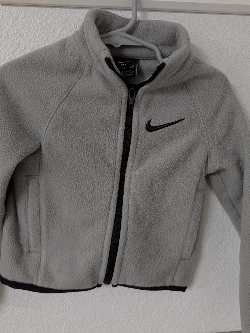 Nike Gray Fleece Zip Jacket with Black Swoosh